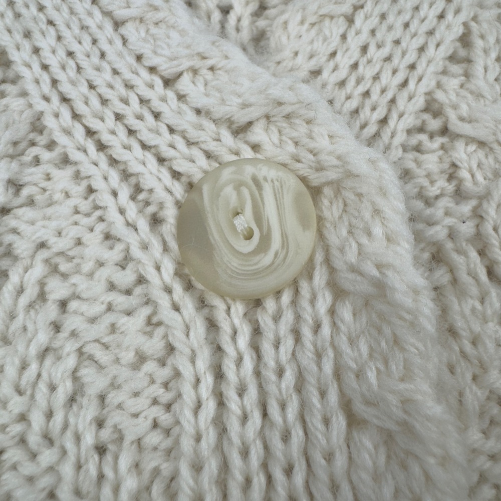 Aran Crafts Ireland 100% Merino Wool Cable Knit Cardigan Sweater S Cream - Picture 5 of 9
